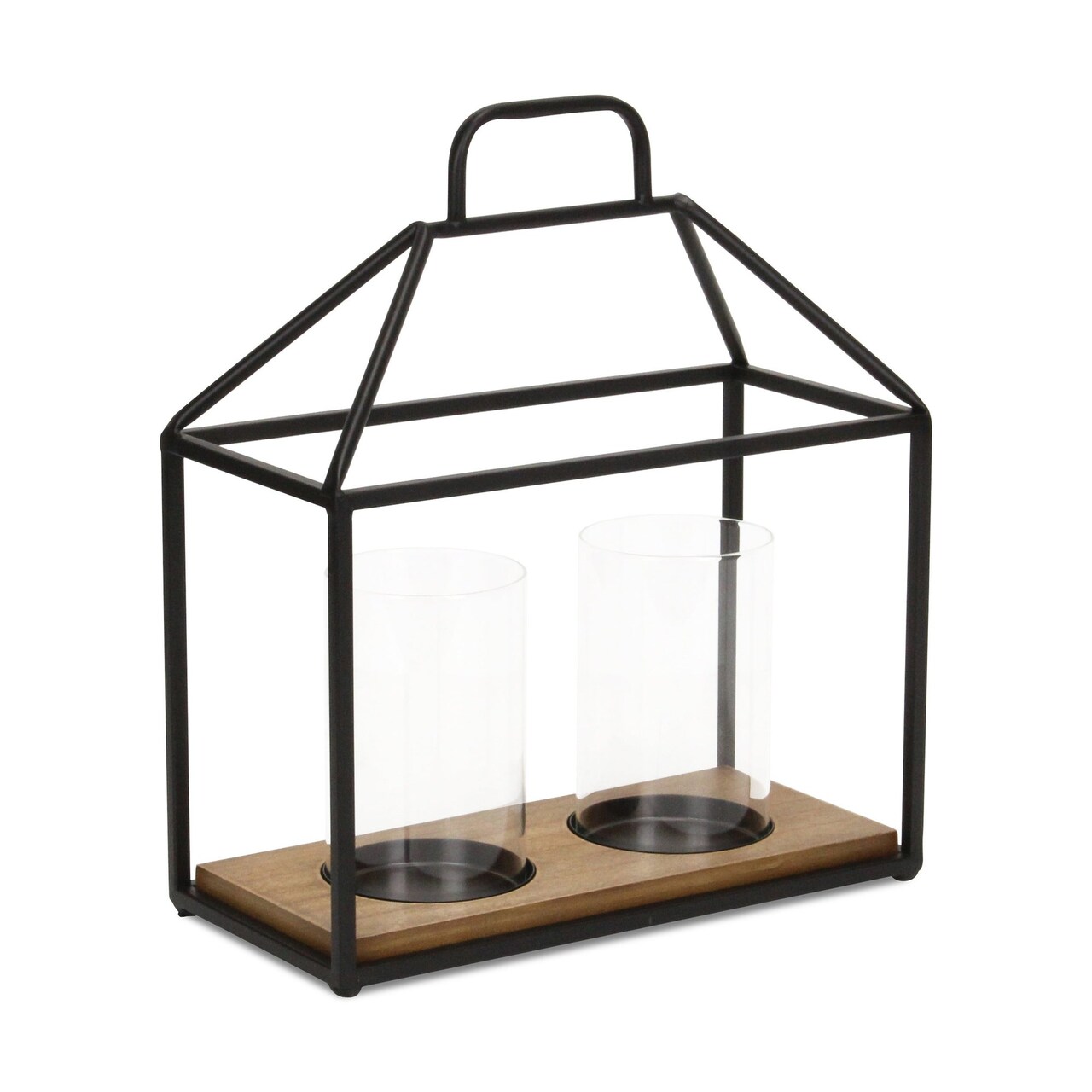 Edge Collections - Black - Elegant Geometric Hurricane Candle Holder - 1 Piece